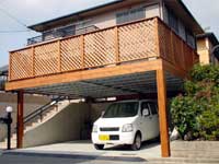 ウッドデッキ仕様のカーポート「ウッドガレージ」 施工後写真・奈良県