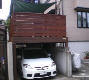 ウッドデッキ仕様のカーポート「ウッドガレージ」 施工後写真・滋賀県大津市