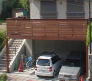 ウッドデッキ仕様のカーポート「ウッドガレージ」 施工後写真・大阪府吹田市