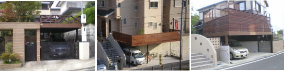 ウッドデッキ仕様のカーポート「ウッドガレージ」奈良県平群　奈良県香芝　滋賀県草津